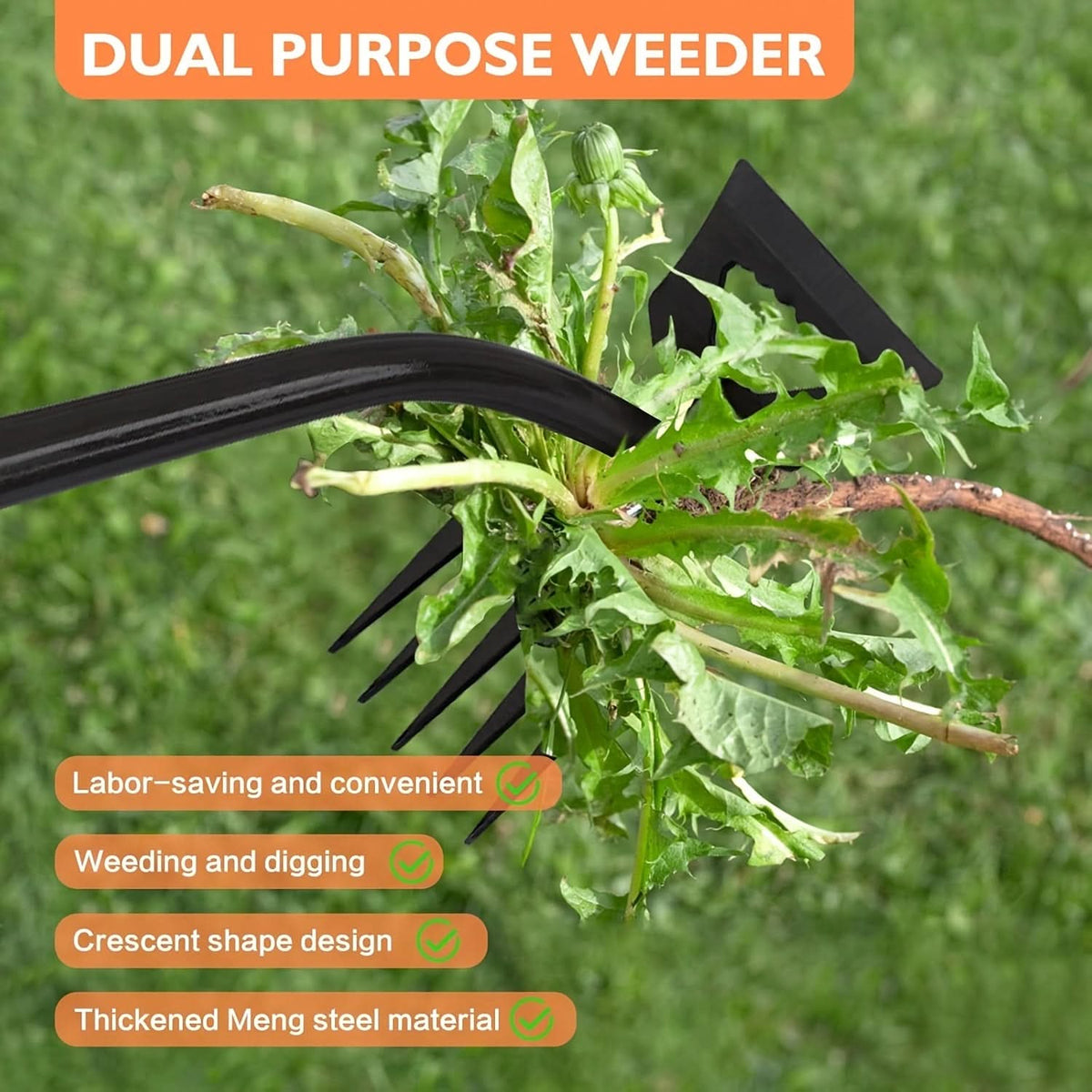Weeding Tool Carbon Steel Long Handle Ergonomic Grip