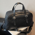 Weekender Duffel Bag Leather Adjustable Shoulder Strap Multiple Compartments