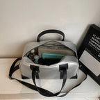 Weekender Duffel Bag Leather Adjustable Shoulder Strap Multiple Compartments