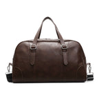Weekender Duffel Bag Leather Adjustable Shoulder Strap Multiple Compartments