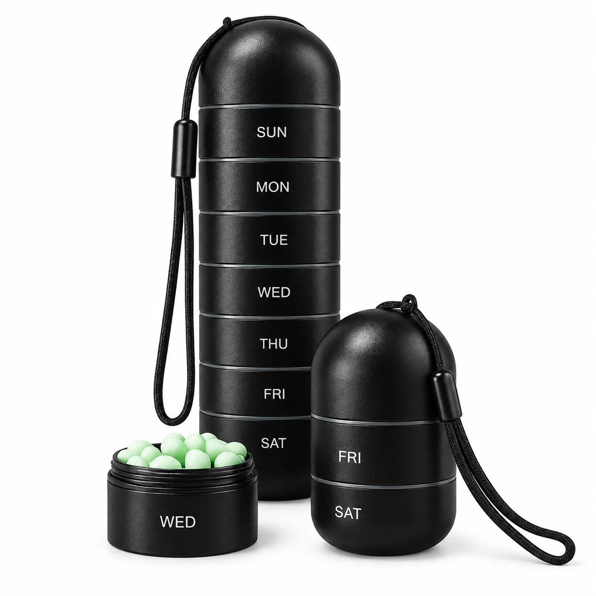 Weekly Pill Organizer Aluminum 7 Compartments Silicone Seal Travel Friendly