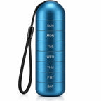 Weekly Pill Organizer Aluminum 7 Compartments Silicone Seal Travel Friendly