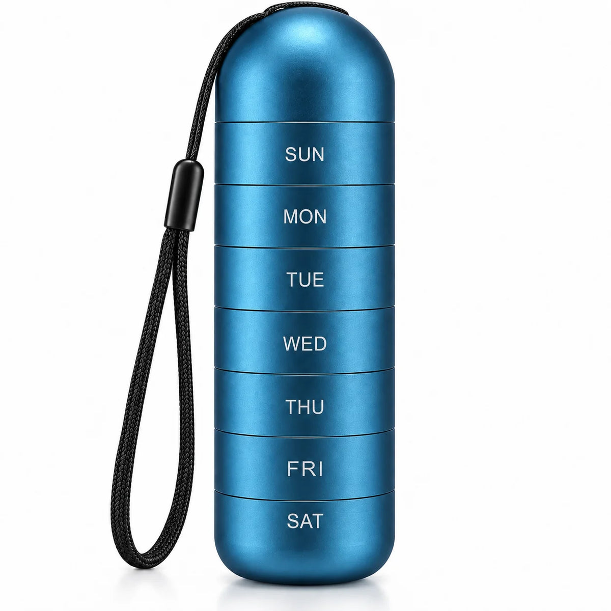 Weekly Pill Organizer Aluminum 7 Compartments Silicone Seal Travel Friendly