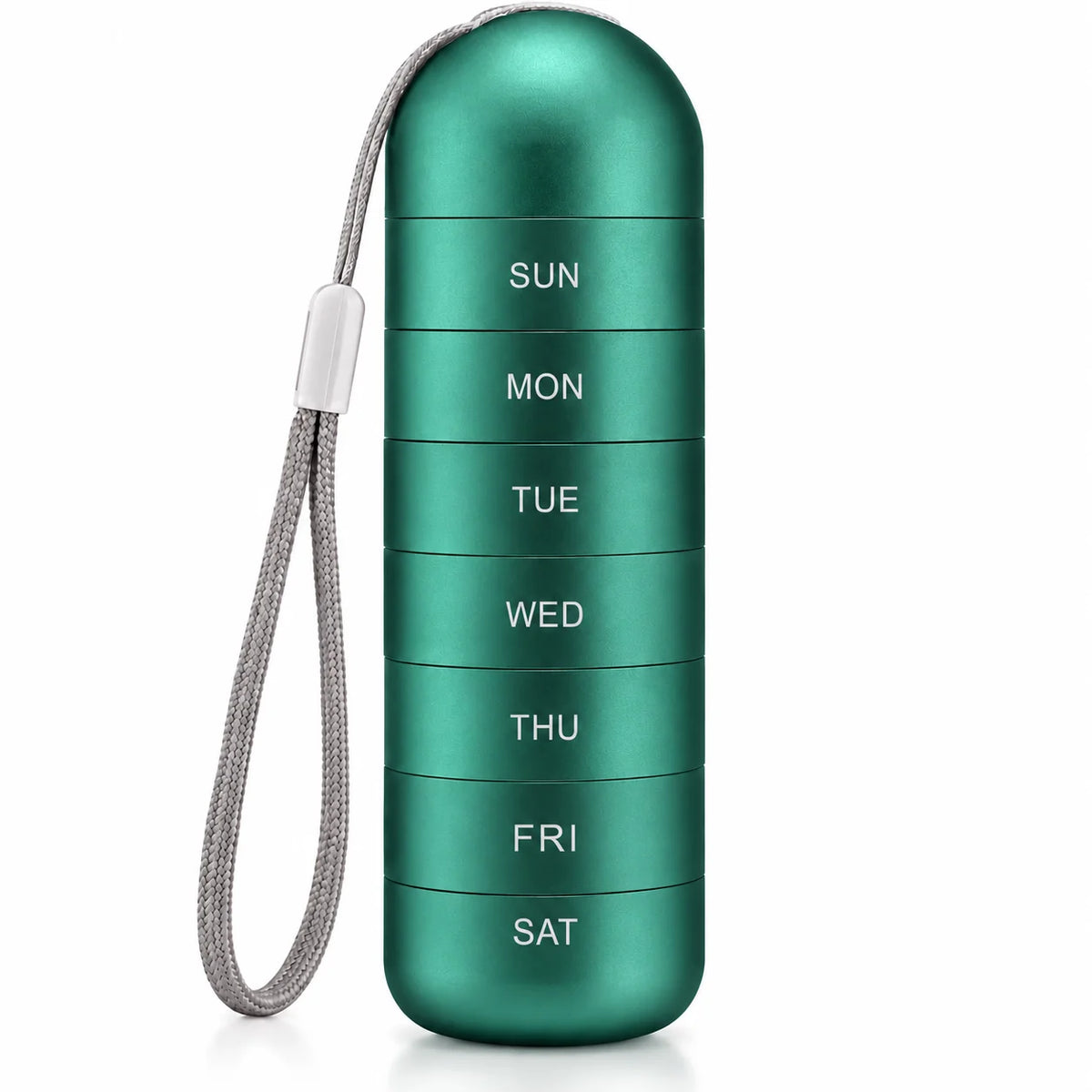 Weekly Pill Organizer Aluminum 7 Compartments Silicone Seal Travel Friendly