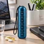 Weekly Pill Organizer Aluminum 7 Compartments Silicone Seal Travel Friendly
