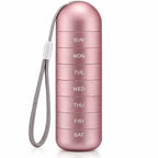 Weekly Pill Organizer Aluminum 7 Compartments Silicone Seal Travel Friendly
