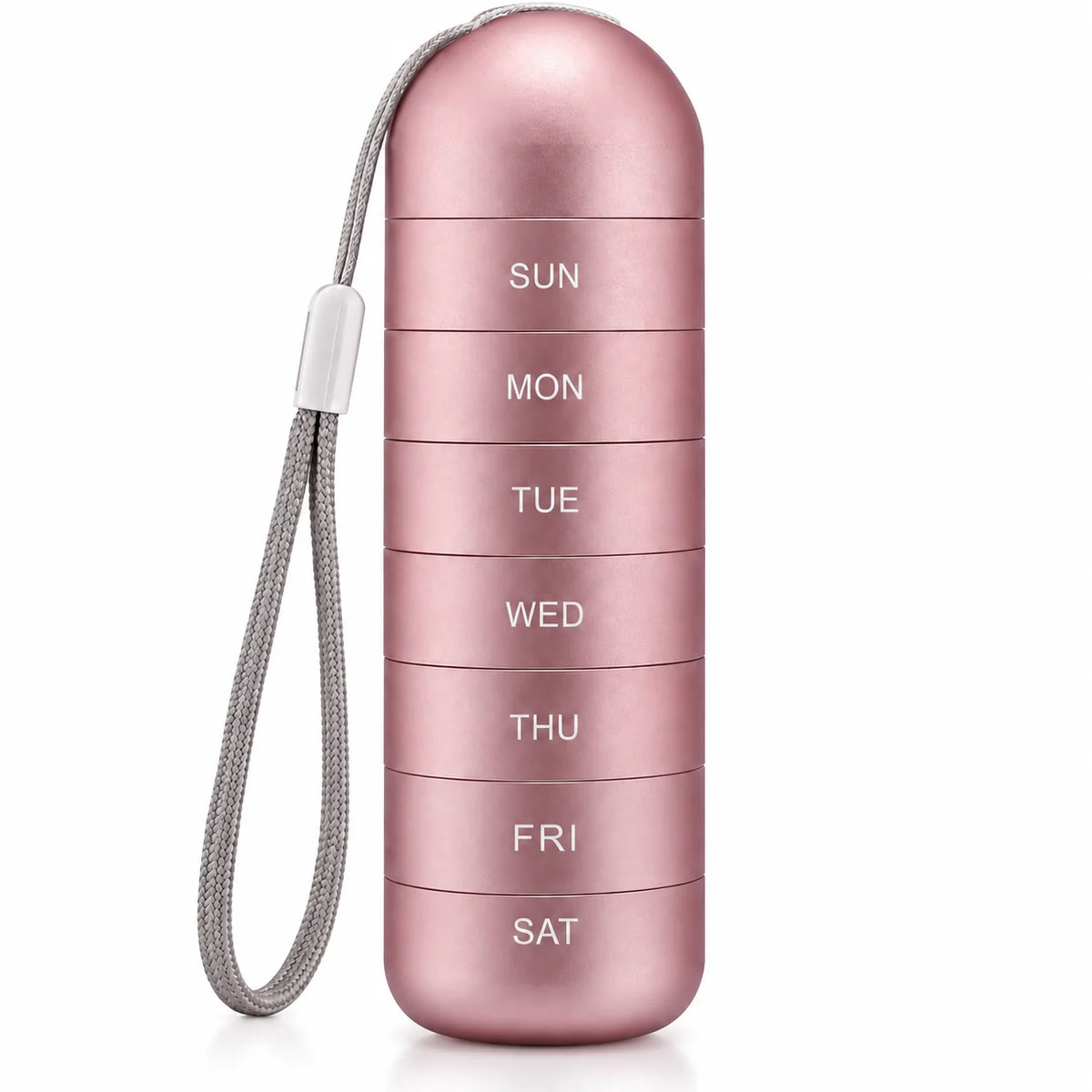 Weekly Pill Organizer Aluminum 7 Compartments Silicone Seal Travel Friendly