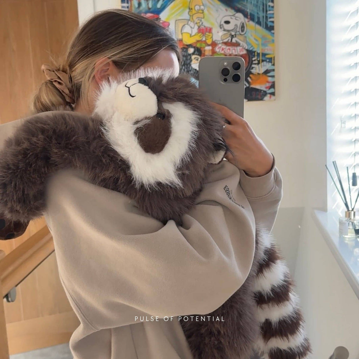 Weighted Stuffed Animal Raccoon Design Extra-Long Weighted Arms
