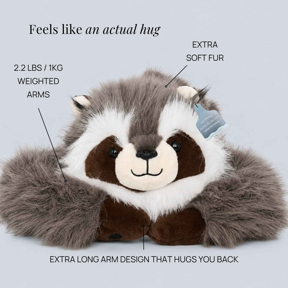 Weighted Stuffed Animal Raccoon Design Extra-Long Weighted Arms