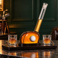 Whiskey Decanter Set Golf Design Lead-Free Crystal With Wooden Tray