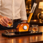 Whiskey Decanter Set Golf Design Lead-Free Crystal With Wooden Tray