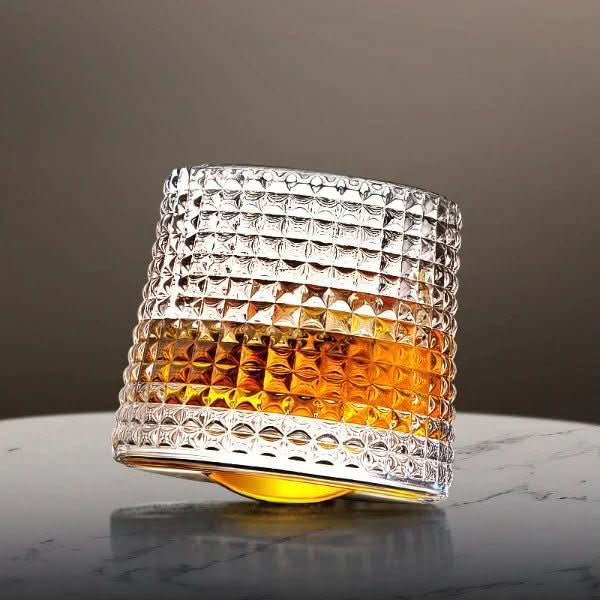 Whiskey Glass Rotating Crystal Base