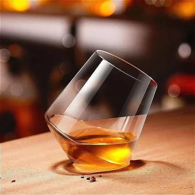 Whiskey Glass Tilted Rocking Base Spill-Resistant 18 Oz