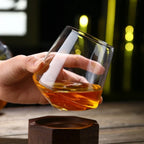Whiskey Glass Tilted Rocking Base Spill-Resistant 18 Oz