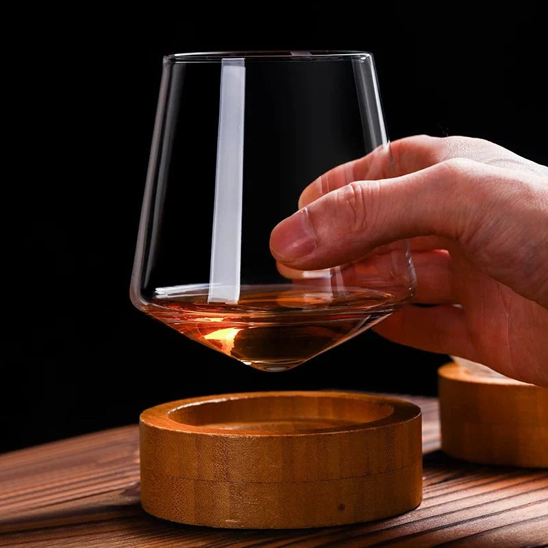 Whiskey Glass Tilted Rocking Base Spill-Resistant 18 Oz