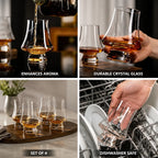 Whisky Glasses Aroma-Enhancing Lead-Free Crystal & Dishwasher-Safe Set of 4