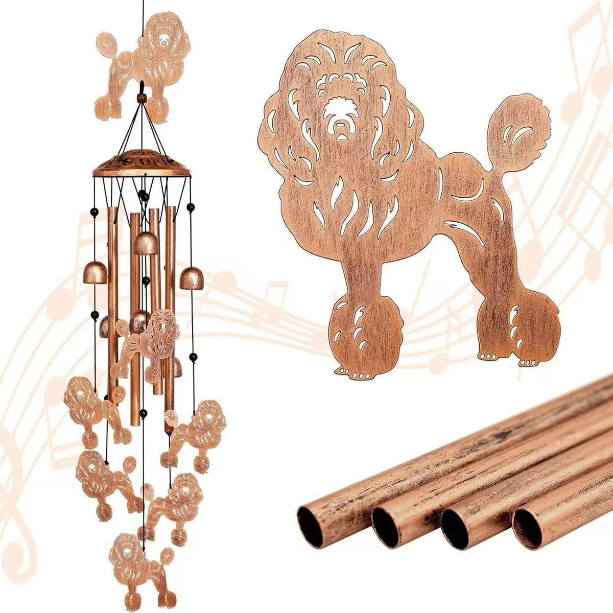 Wind Chime Dachshund Design Weather-Resistant On-site