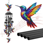 Wind Chime Hummingbird Design Anodized Aluminum Tubes Weatherproof