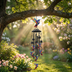 Wind Chime Hummingbird Design Anodized Aluminum Tubes Weatherproof