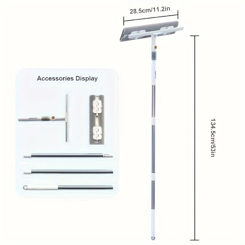 Window & Floor Squeegee 360° Rotating Head Long Handle