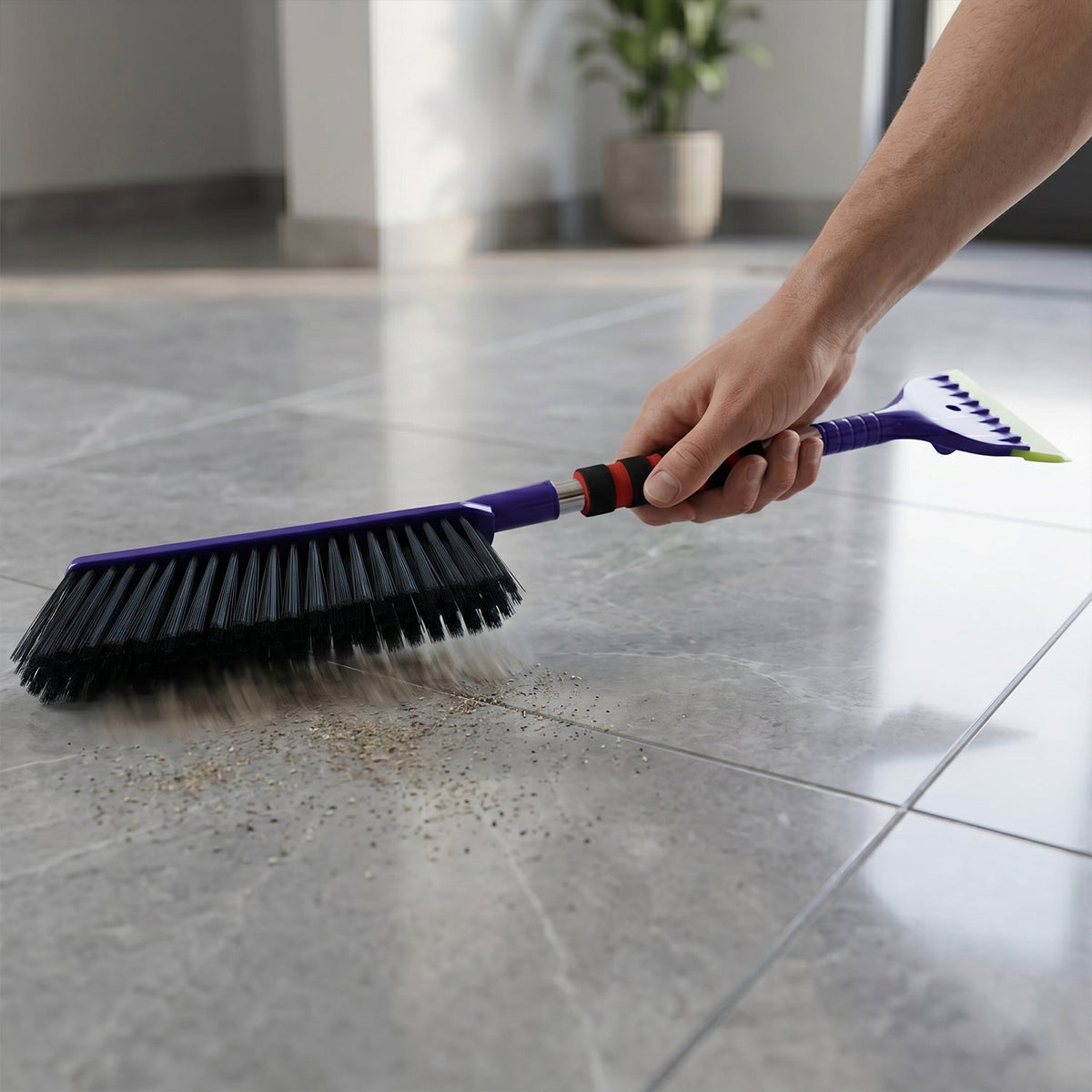 Window Frame Brush 2-in-1 Scraper & Non-Slip Handle