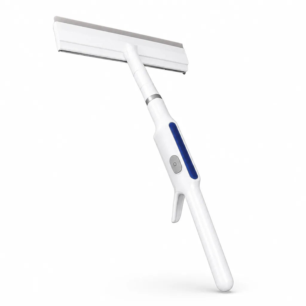 Window Squeegee Refillable Spray Head Dual-Blade Telescopic Handle
