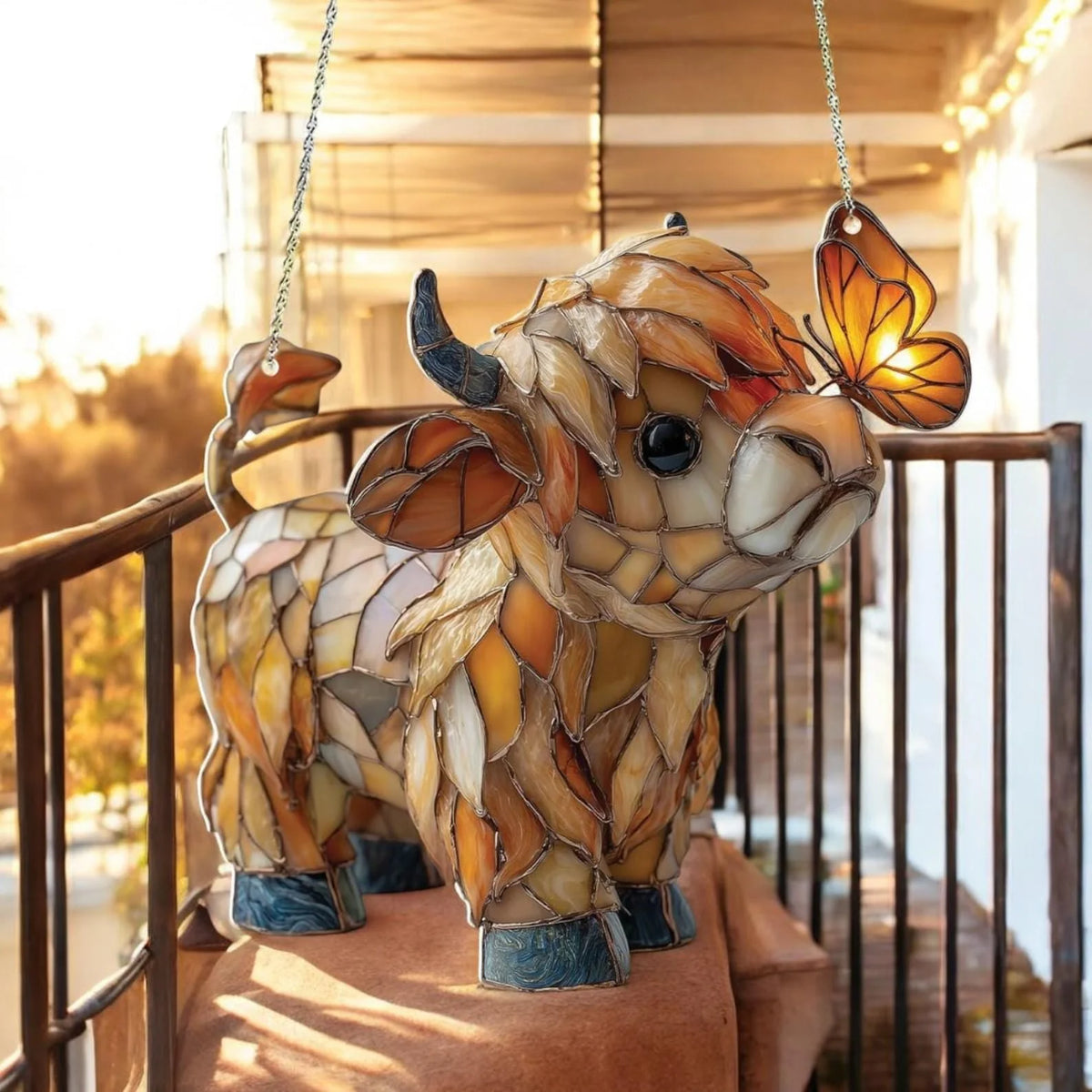 Window Suncatcher Stained Glass Look Metal Chain