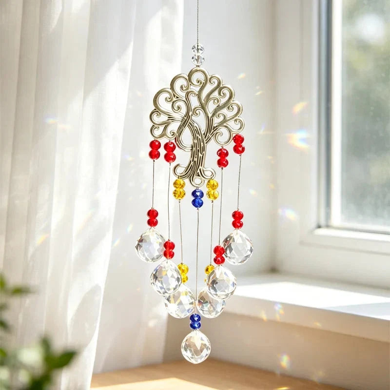 Window Suncatcher Tree Of Life Faceted Crystal Beads