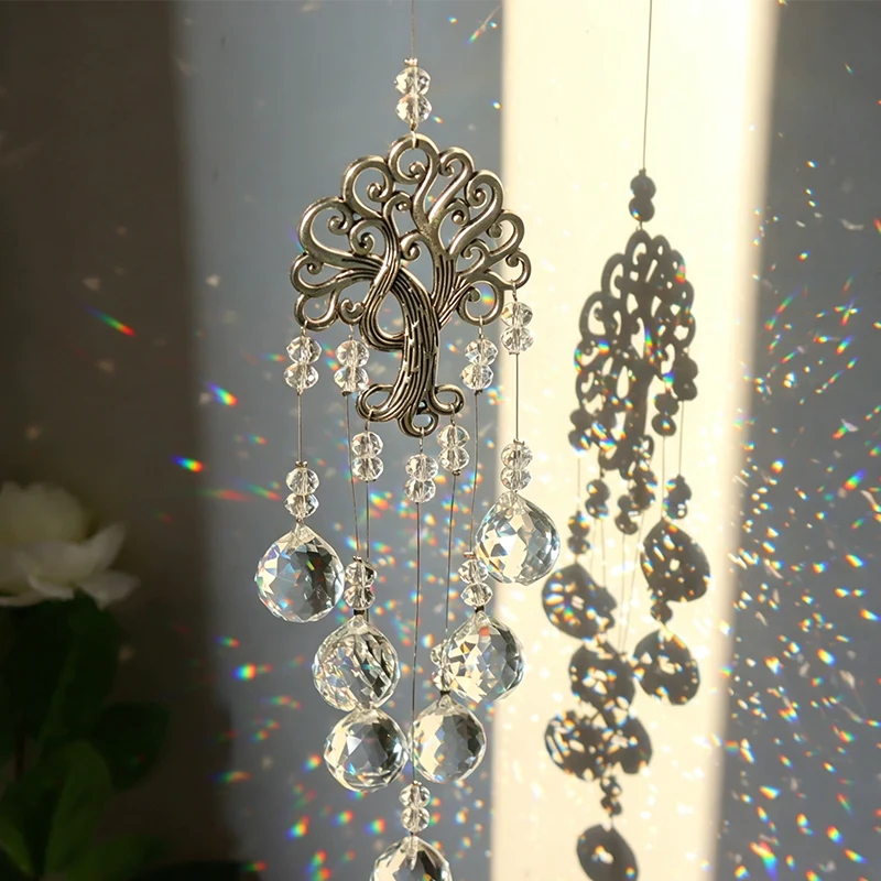 Window Suncatcher Tree Of Life Faceted Crystal Beads