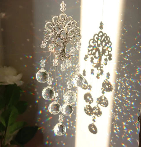 Window Suncatcher Tree Of Life Faceted Crystal Beads