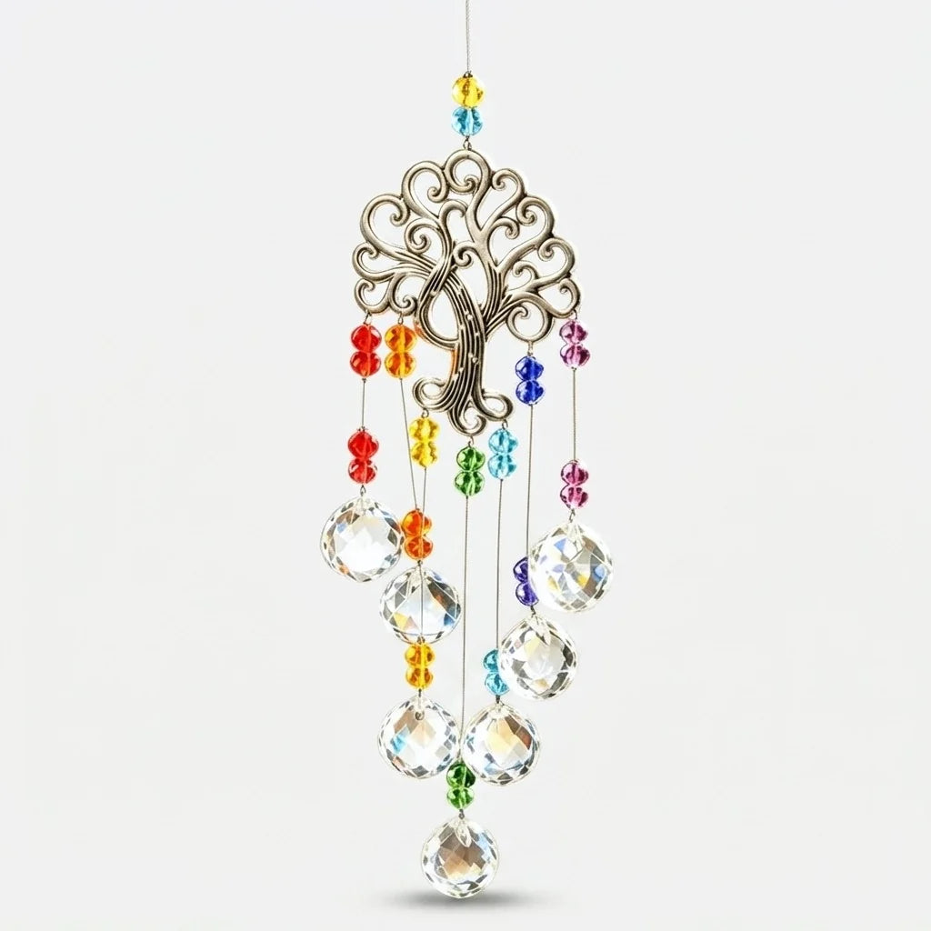 Window Suncatcher Tree Of Life Faceted Crystal Beads
