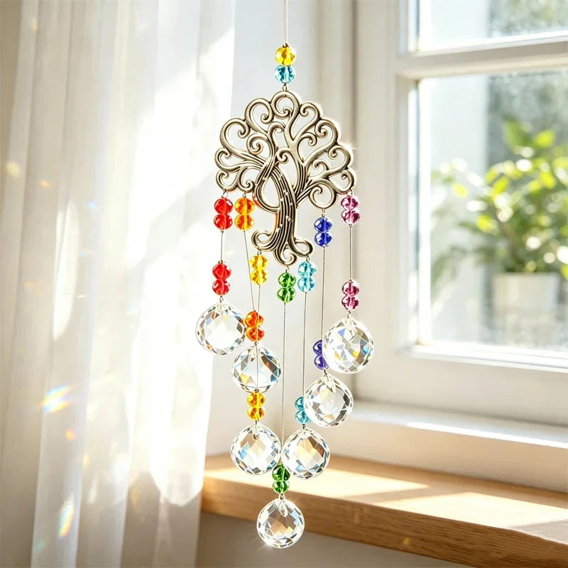 Window Suncatcher Tree Of Life Faceted Crystal Beads