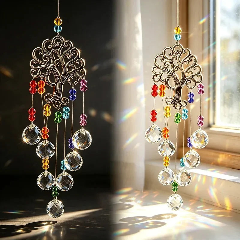Window Suncatcher Tree Of Life Faceted Crystal Beads