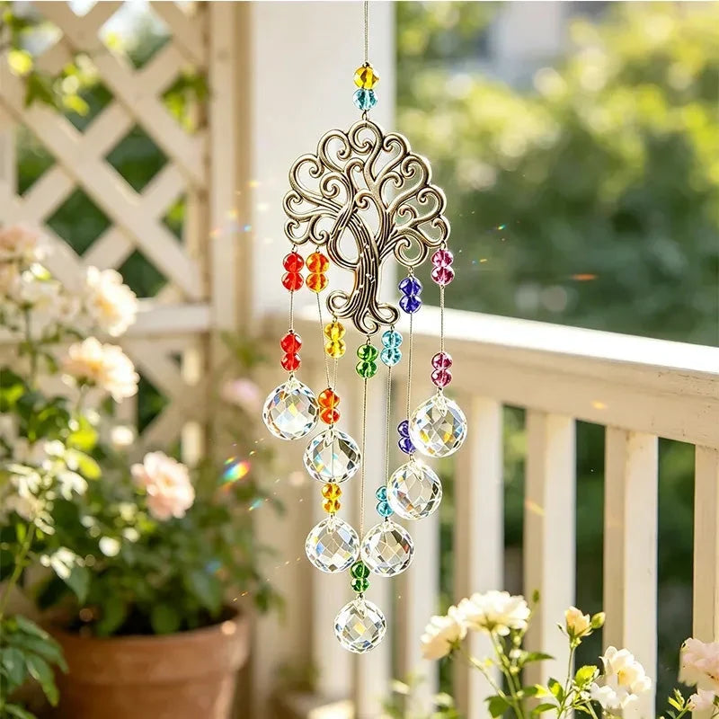 Window Suncatcher Tree Of Life Faceted Crystal Beads