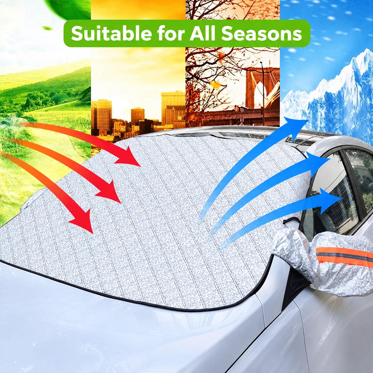 Windshield Cover Magnetic Weather-Resistant Foldable