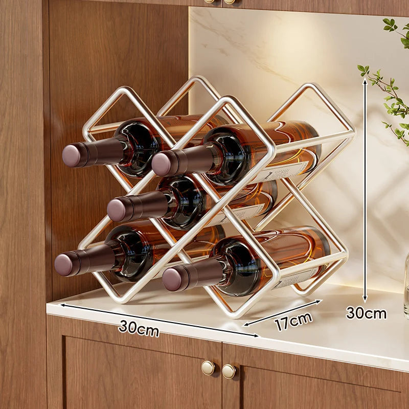 Wine Bottle Rack Stackable Powder-Coated Steel 6-Bottle Capacity