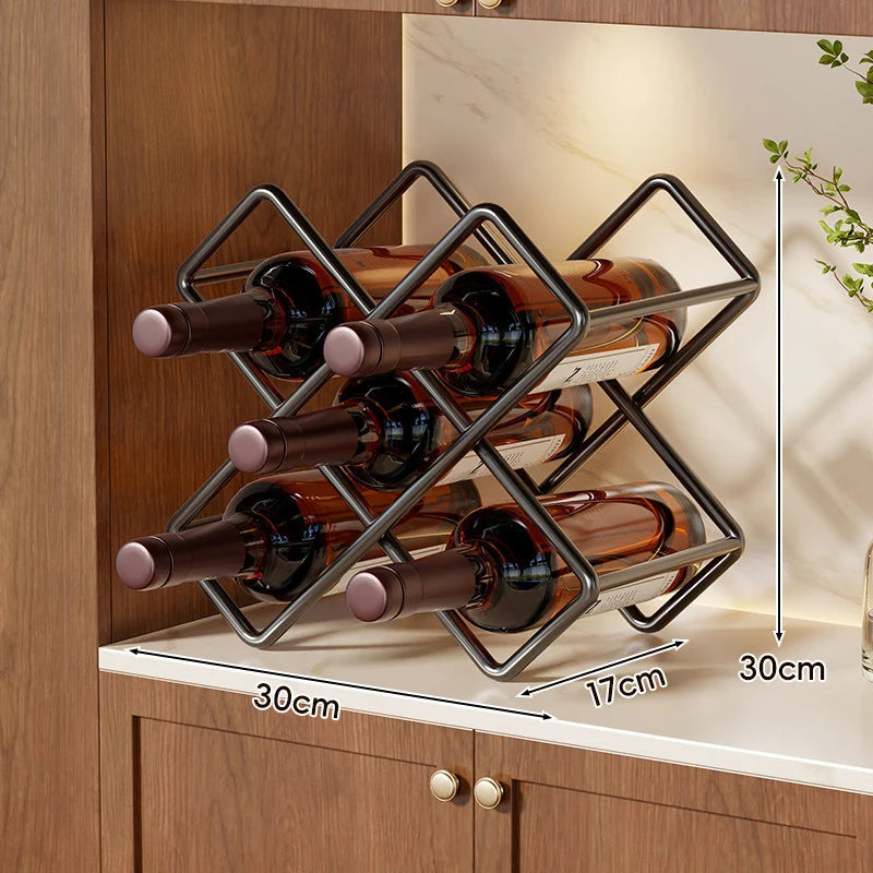 Wine Bottle Rack Stackable Powder-Coated Steel 6-Bottle Capacity