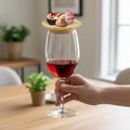 Wine Glass Snack Holder Bamboo Set of 4