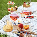 Wine Glass Snack Holder Bamboo Set of 4