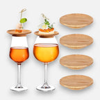 Wine Glass Snack Holder Bamboo Set of 4