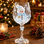 Wine Glasses Stemmed With Raised 3D Holiday Designs