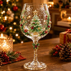 Wine Glasses Stemmed With Raised 3D Holiday Designs
