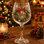 Wine Glasses Stemmed With Raised 3D Holiday Designs