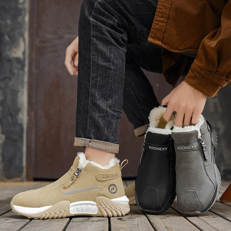 Winter Ankle Boots Thermal Knit Lining Side Zipper Anti-Slip Sole