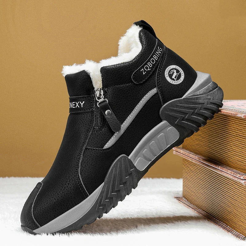 Winter Ankle Boots Thermal Knit Lining Side Zipper Anti-Slip Sole