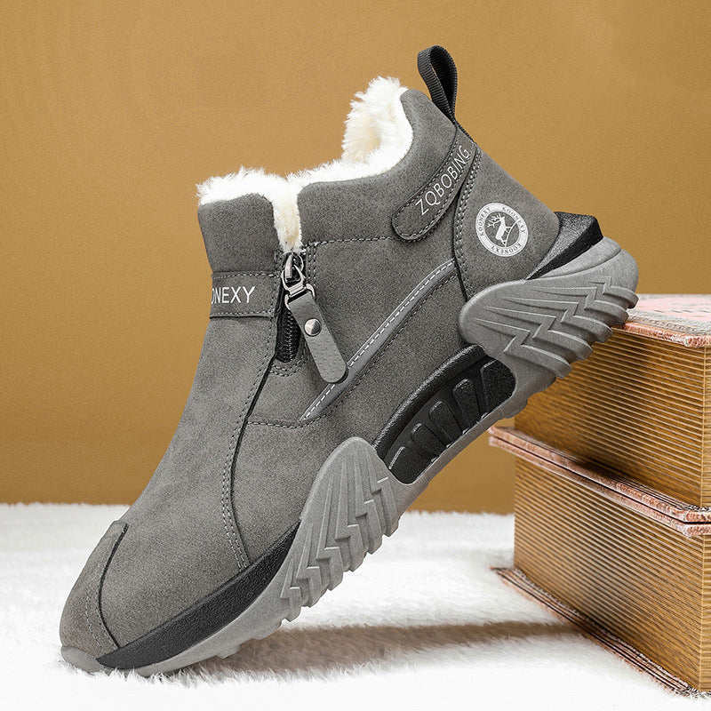 Winter Ankle Boots Thermal Knit Lining Side Zipper Anti-Slip Sole