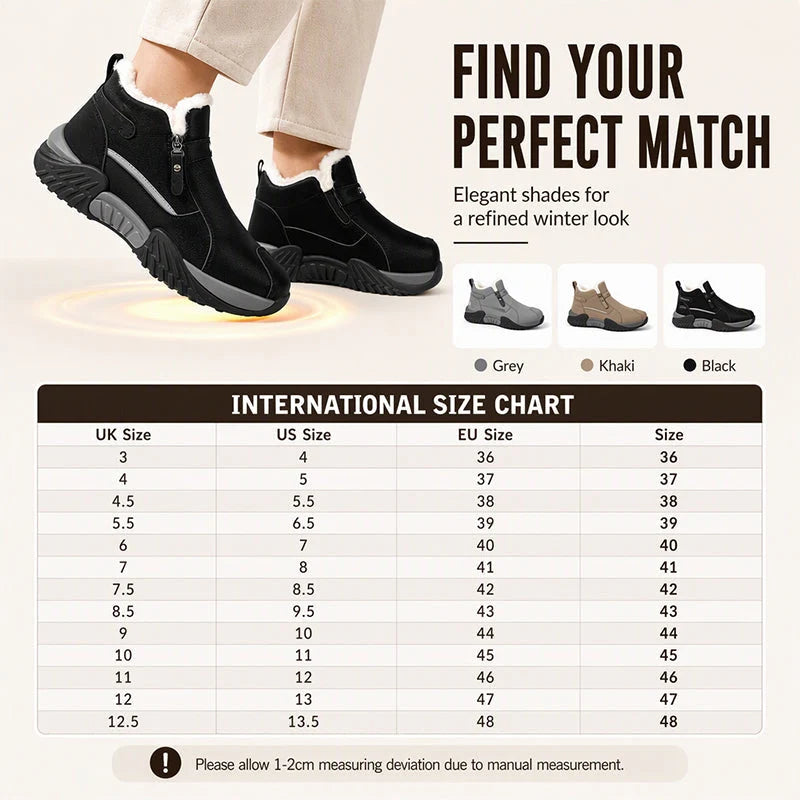Winter Ankle Boots Thermal Knit Lining Side Zipper Anti-Slip Sole