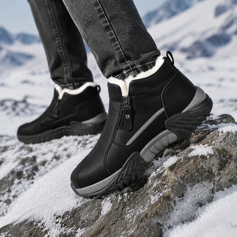 Winter Ankle Boots Thermal Knit Lining Side Zipper Anti-Slip Sole