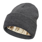 Winter Beanie Wool Outer Silk Lining Lightweight Warmth
