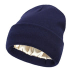 Winter Beanie Wool Outer Silk Lining Lightweight Warmth